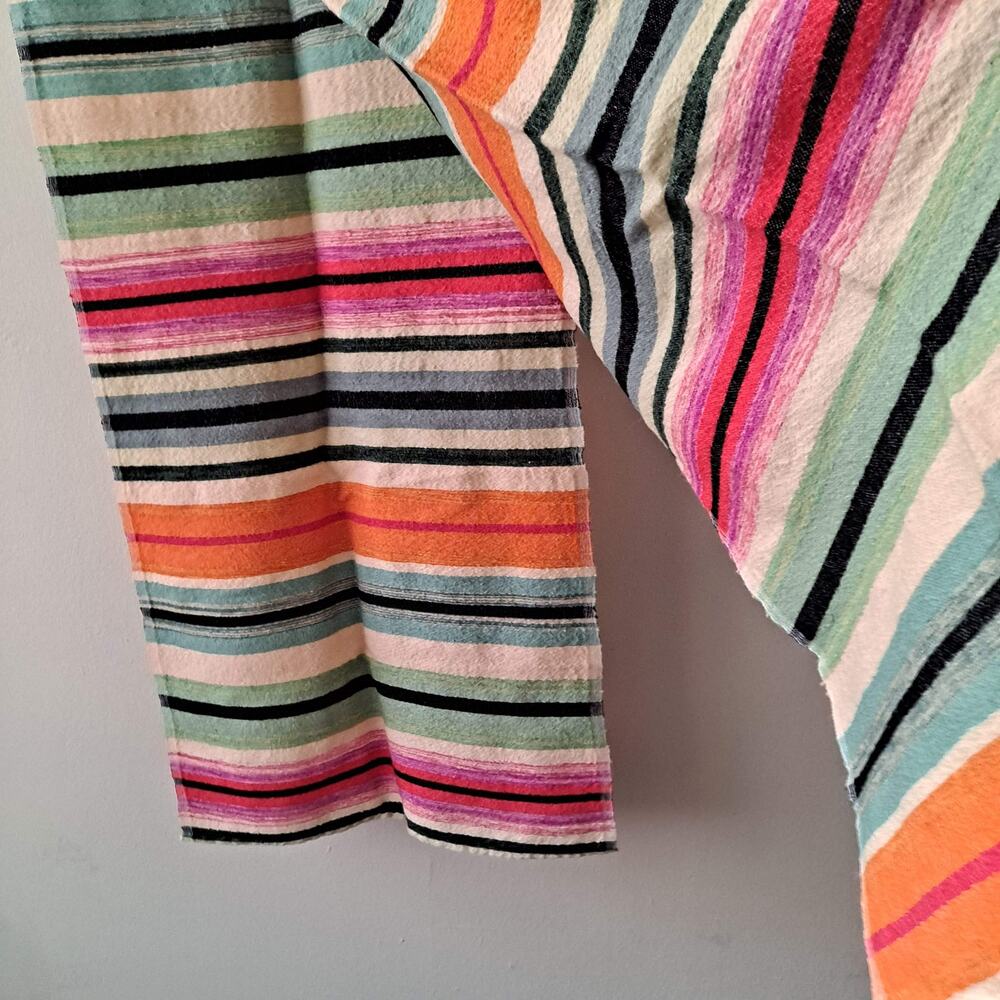 Multicolor Rainbow Striped Very Long Textured Rectangular Scarf - Size 17" X 88" - Picture 10 of 11